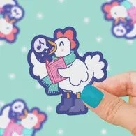 Caroling Chicken Winter Holiday Christmas Vinyl Sticker